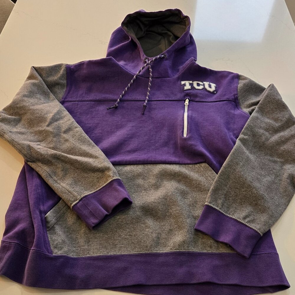 Nike TCU Horned Frogs Hoodie Sweatshirt Purple Zipper Pocket Vintage XL